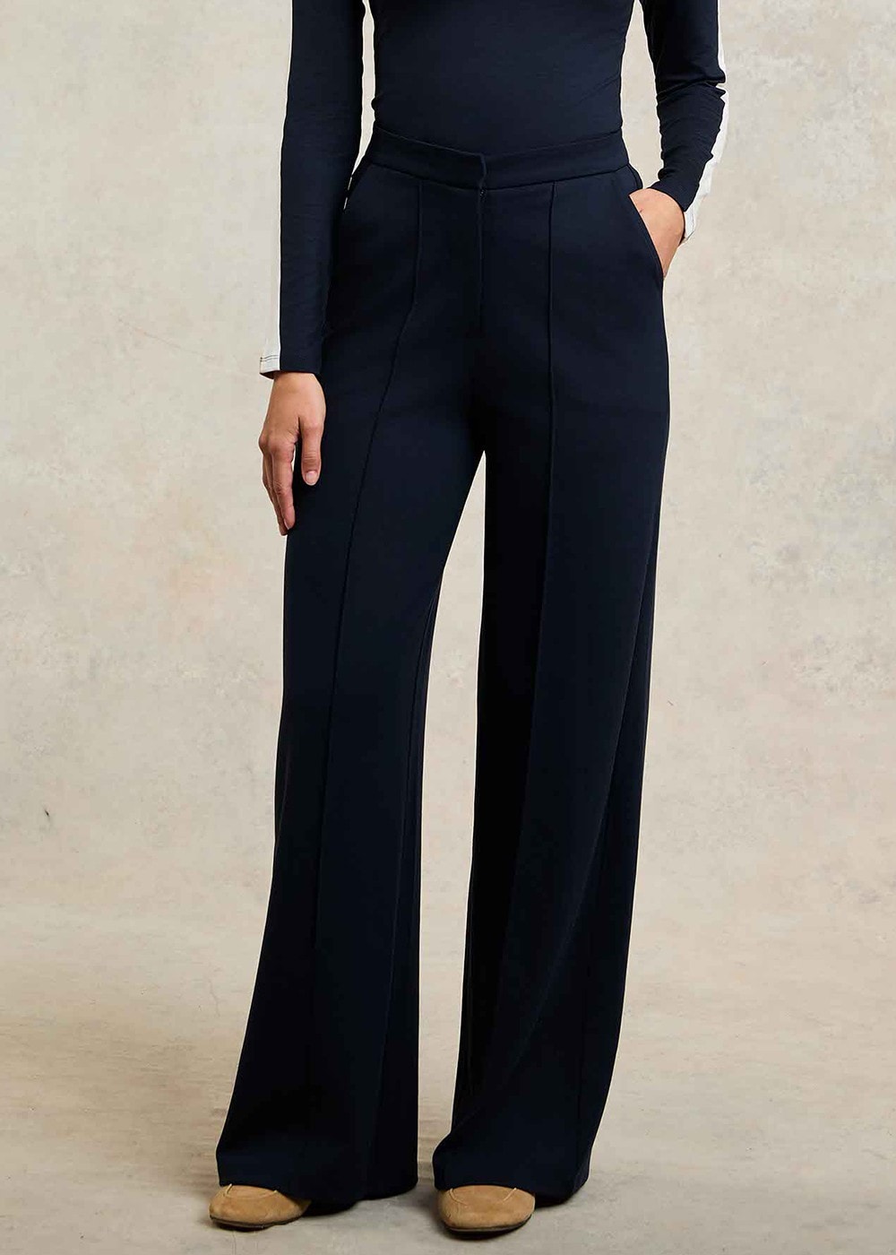 Wide Leg Pants - Navy - 1