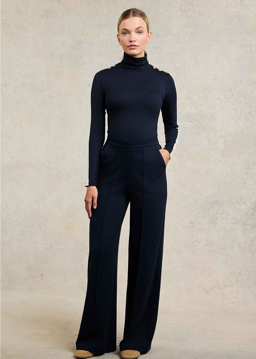 Wide Leg Pants - Navy - 2