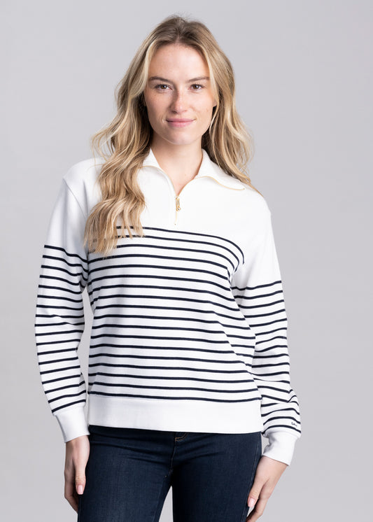 Breton Rib Half Zip Sweatshirt