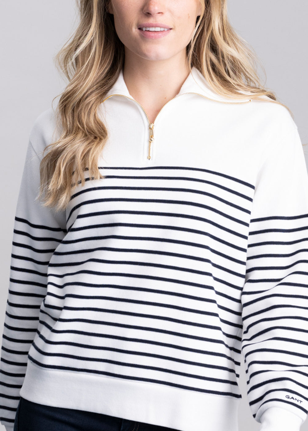 Breton Rib Half Zip Sweatshirt