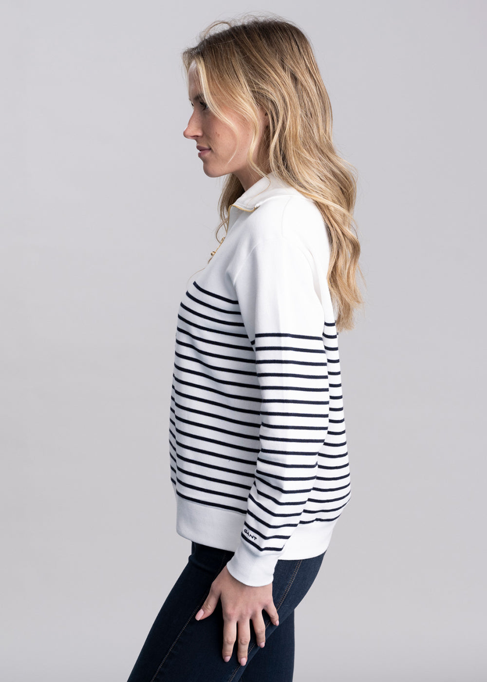 Breton Rib Half Zip Sweatshirt