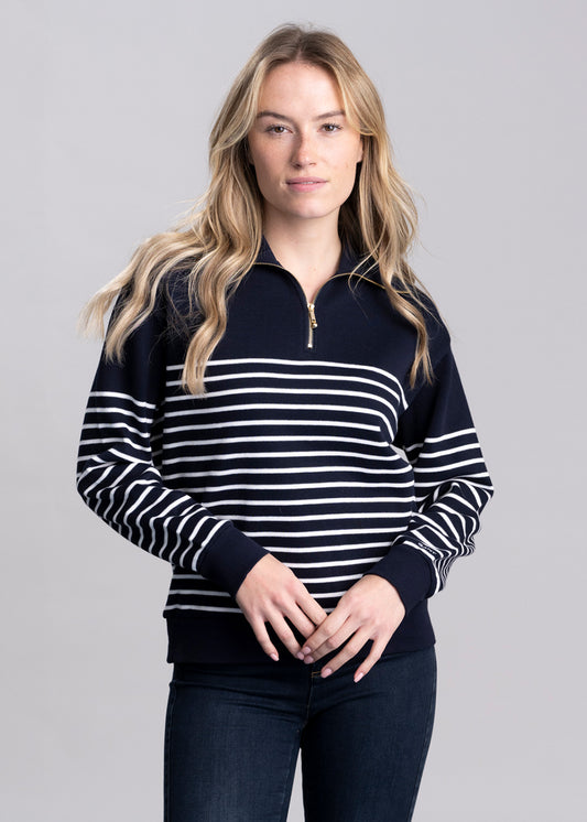 Breton Rib Half Zip Sweatshirt