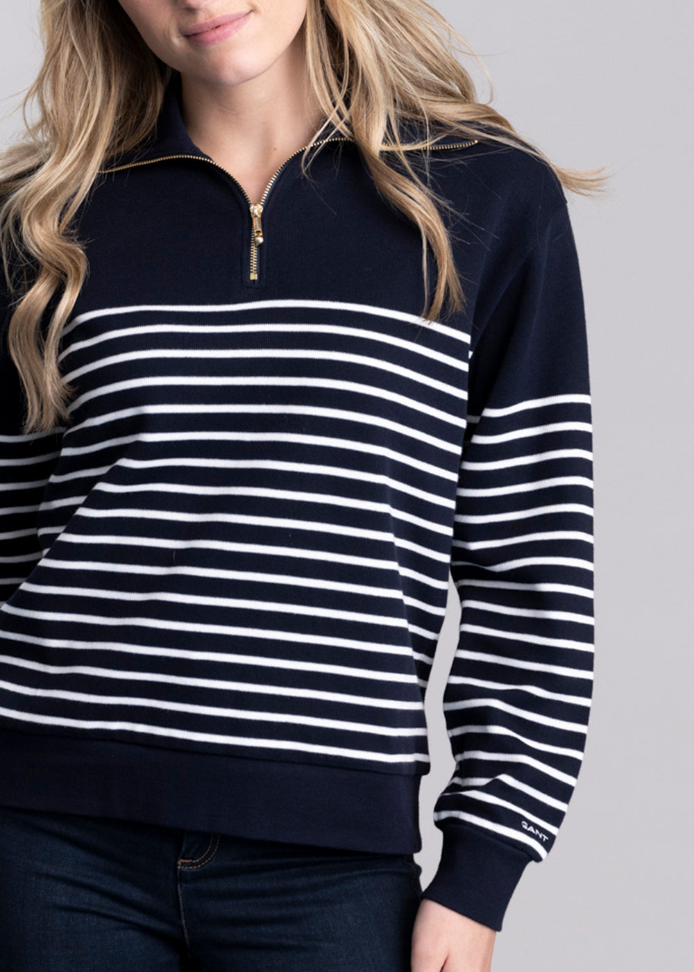 Breton Rib Half Zip Sweatshirt