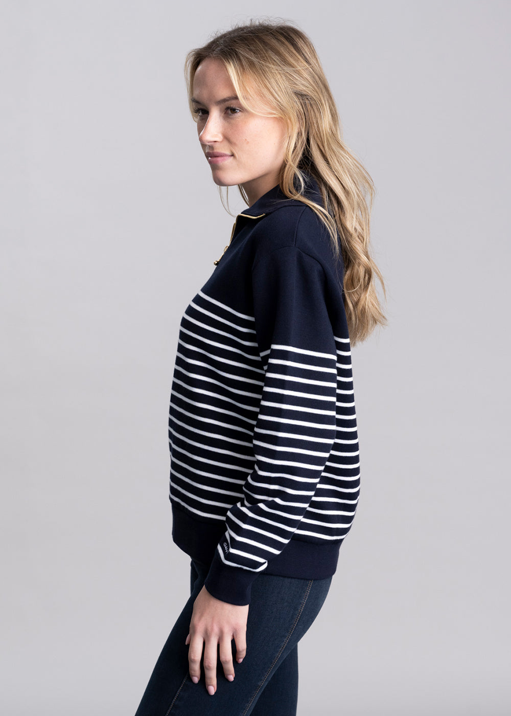 Breton Rib Half Zip Sweatshirt