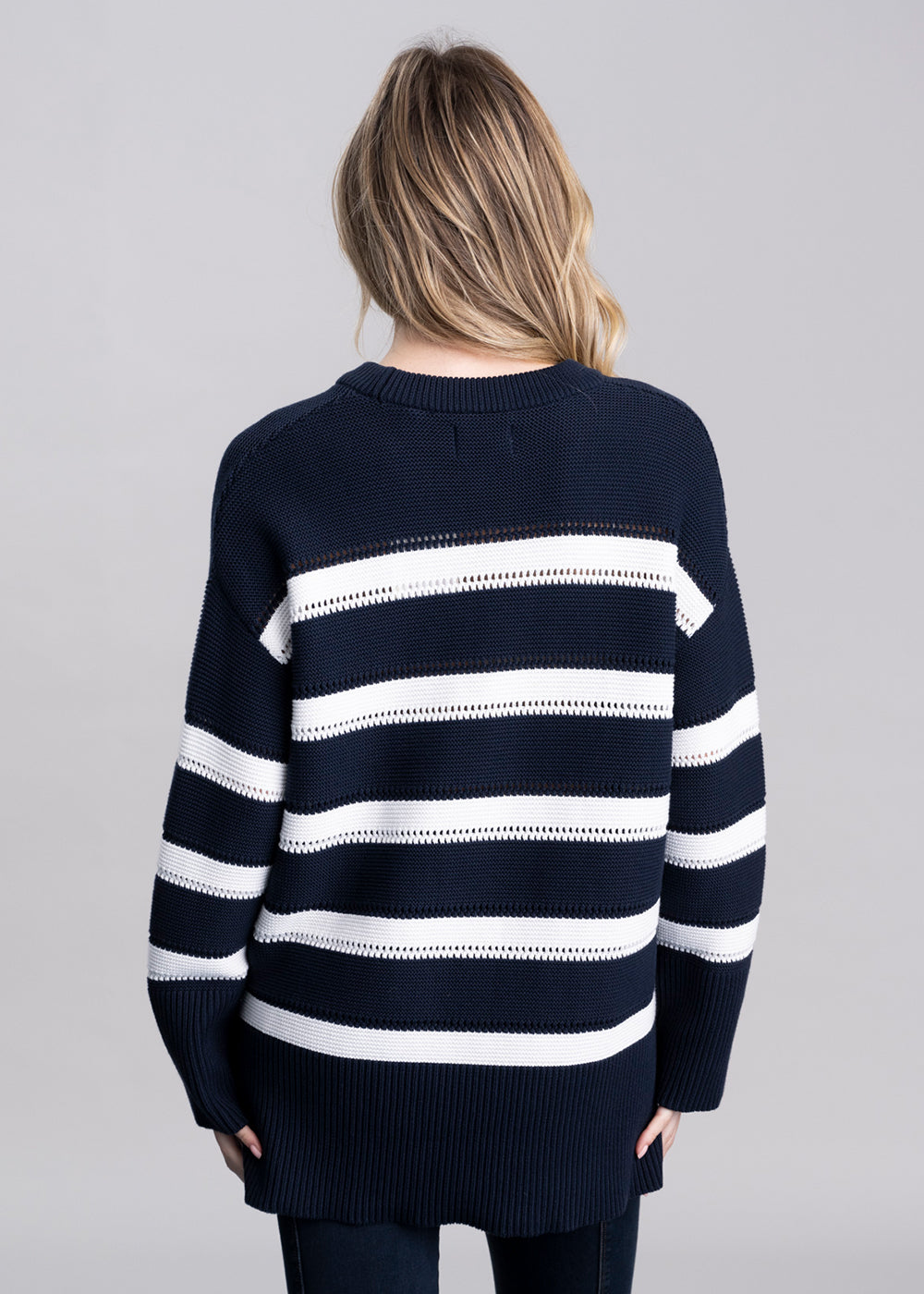 Striped Textured Crew Neck