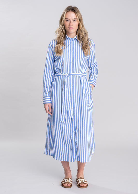 Striped Poplin Shirt Dress