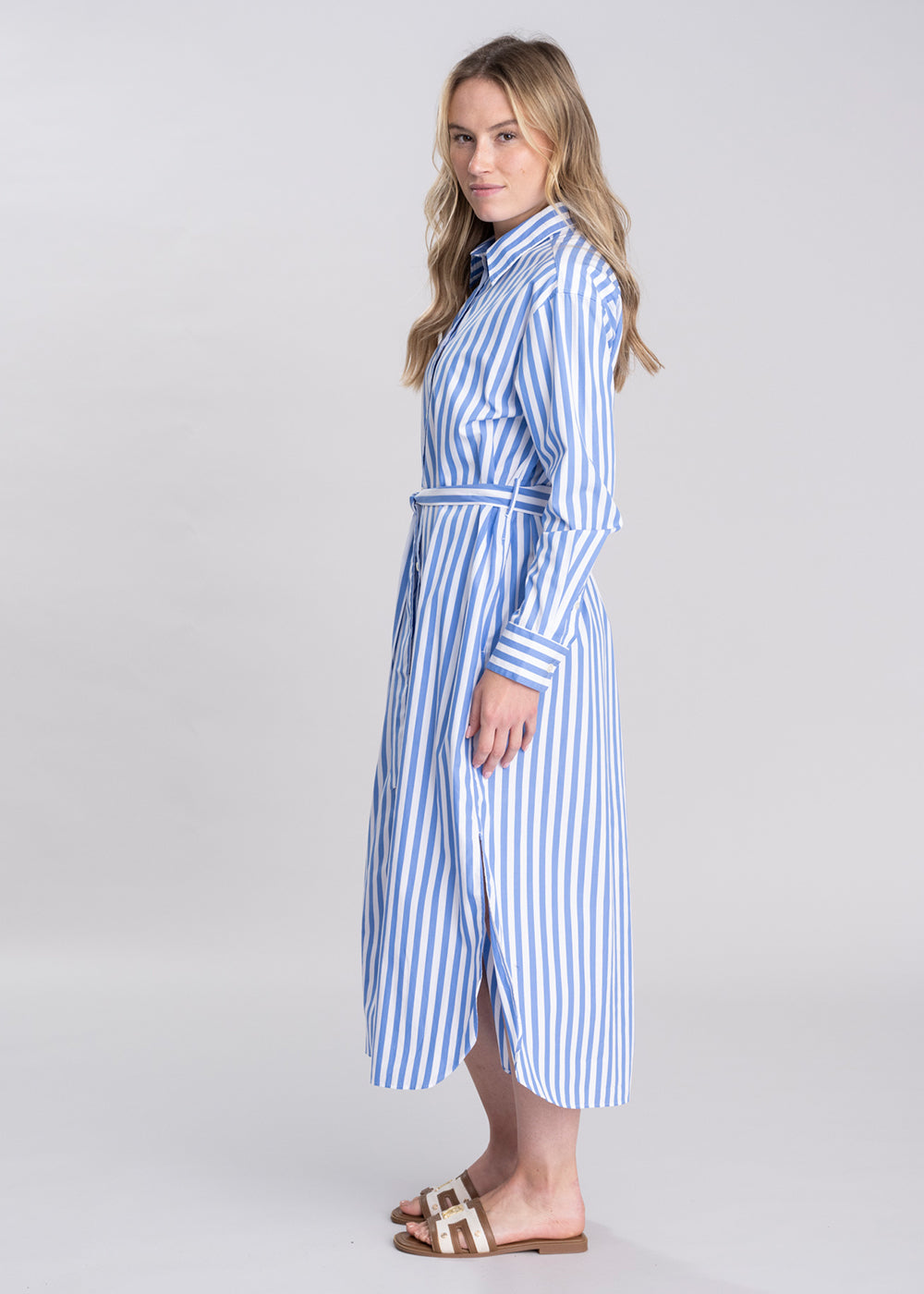 Striped Poplin Shirt Dress